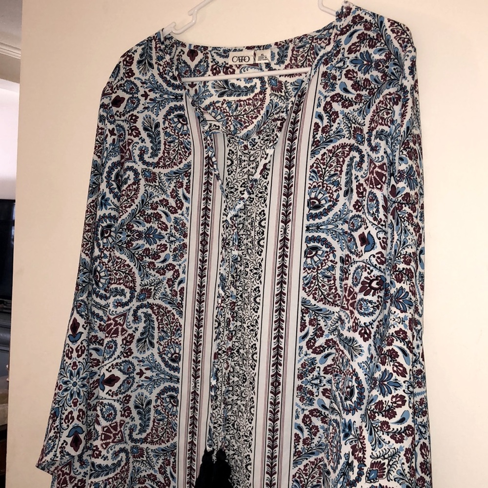Cato peasant/ tunic high low top with ruffled sleeves size X-Large